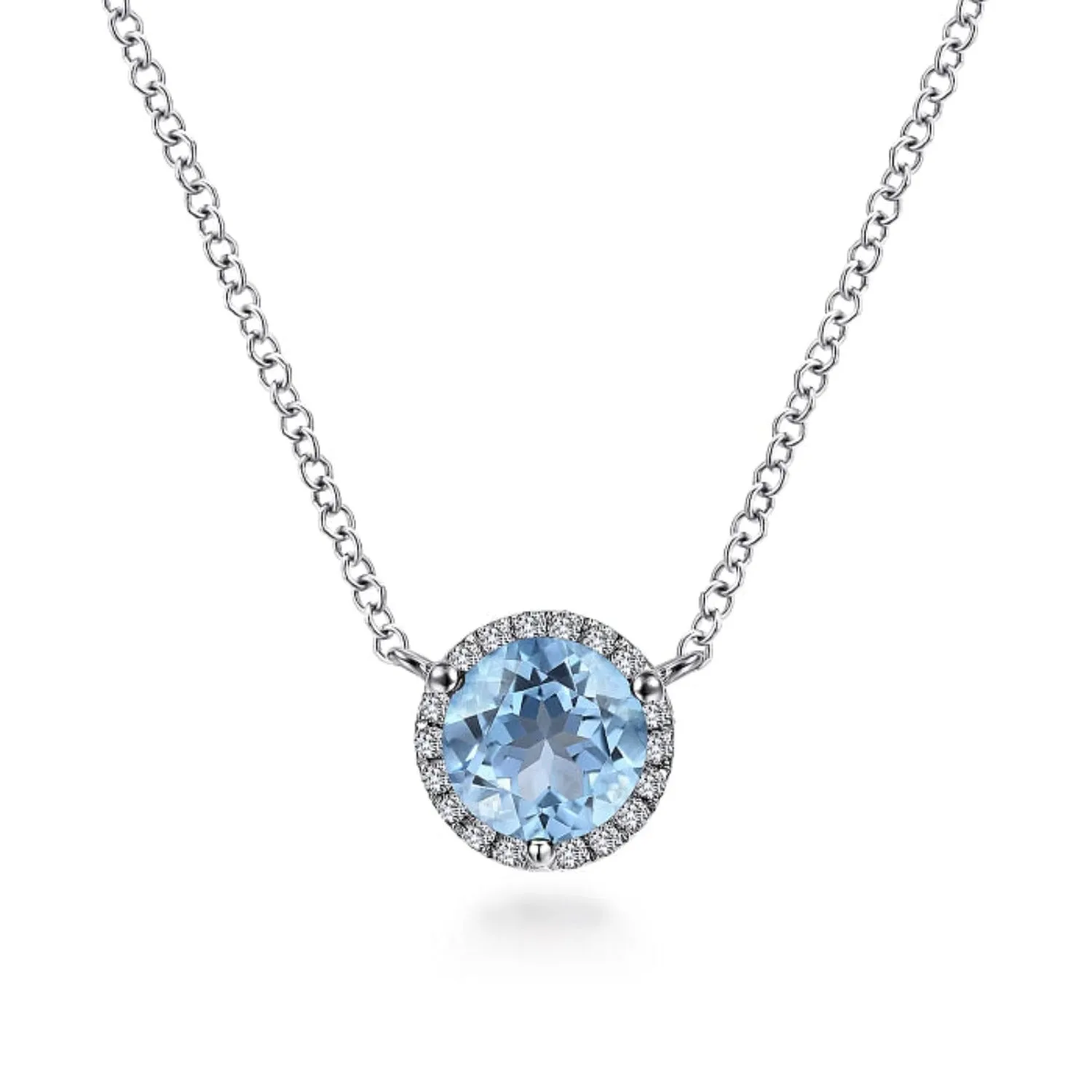 Gabriel & Co. Gemstone & Diamond Halo Pendant