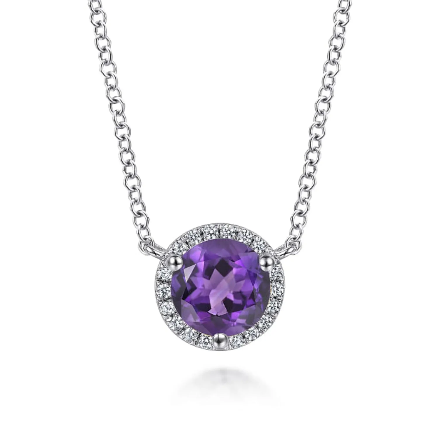 Gabriel & Co. Gemstone & Diamond Halo Pendant