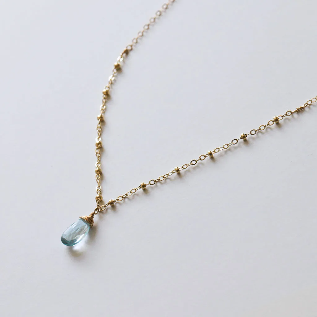 Gemstone Beaded Pendant - Blue Topaz