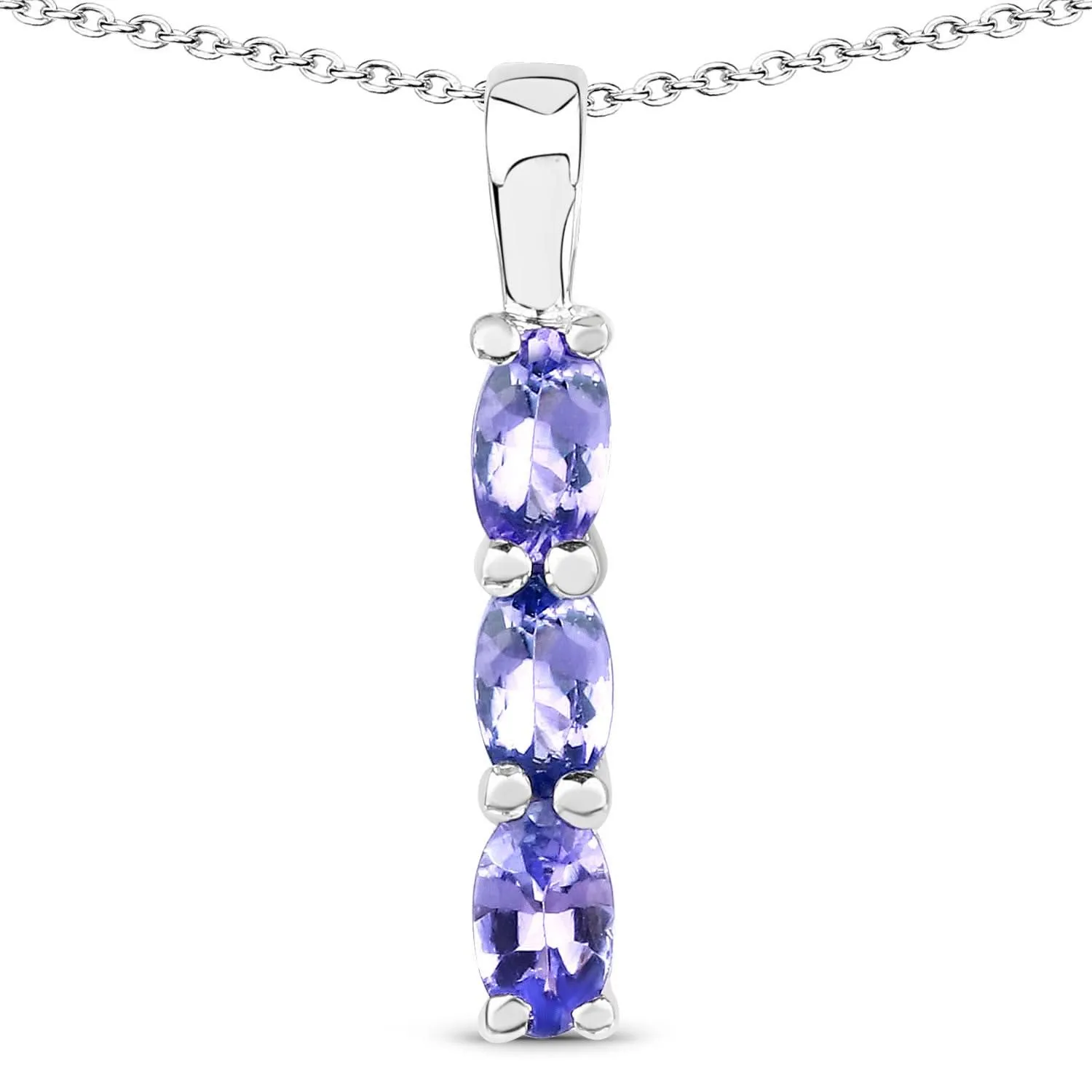 Genuine 0.75 Carat Tanzanite .925 Sterling Silver Pendant