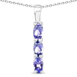 Genuine 0.75 Carat Tanzanite .925 Sterling Silver Pendant