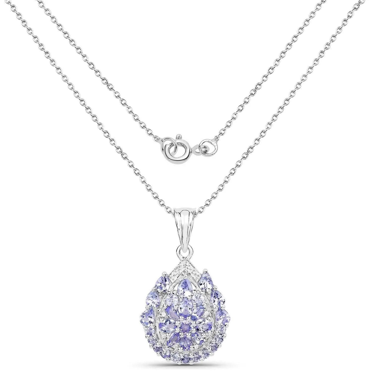 Genuine White Topaz Sterling Silver and Tanzanite Pendant