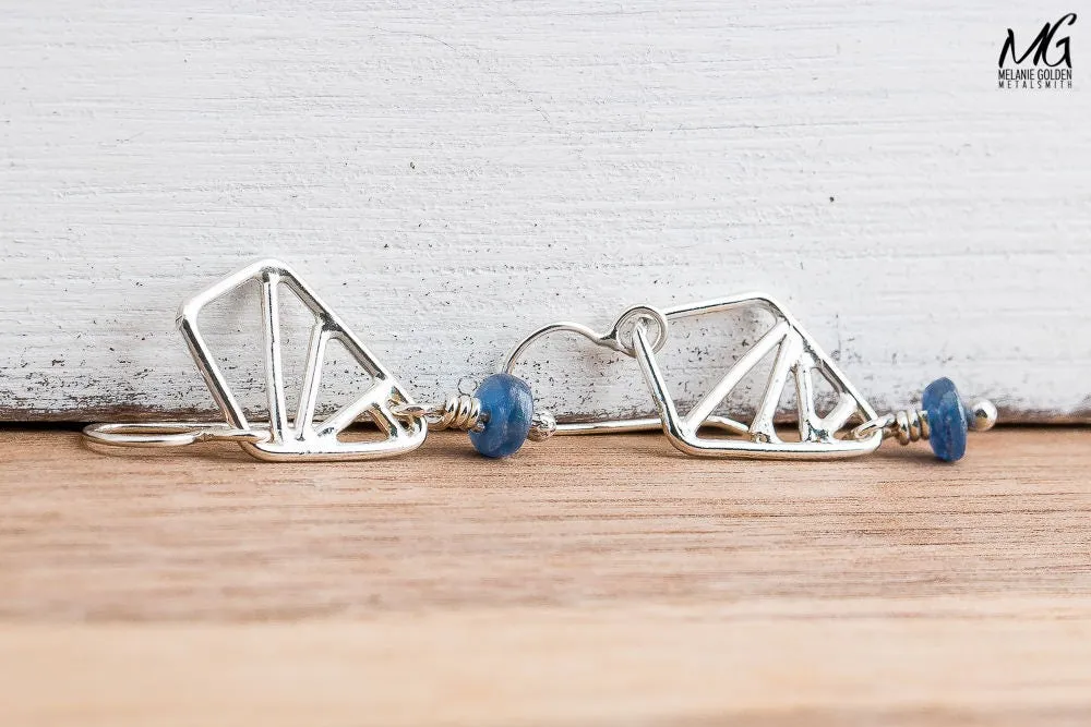 Geometric  Blue Kyanite  Earrings