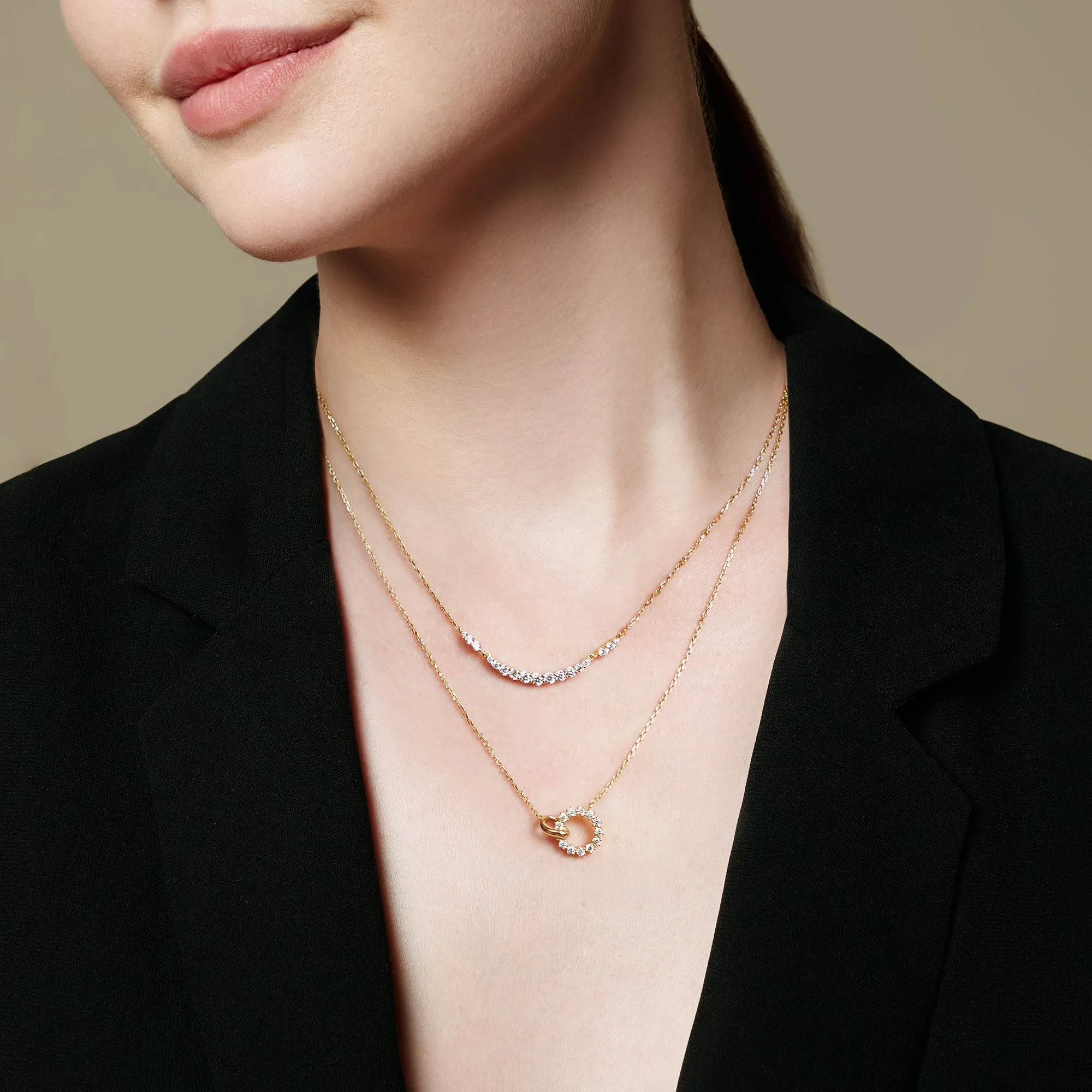 Gold Arc Pave Necklace