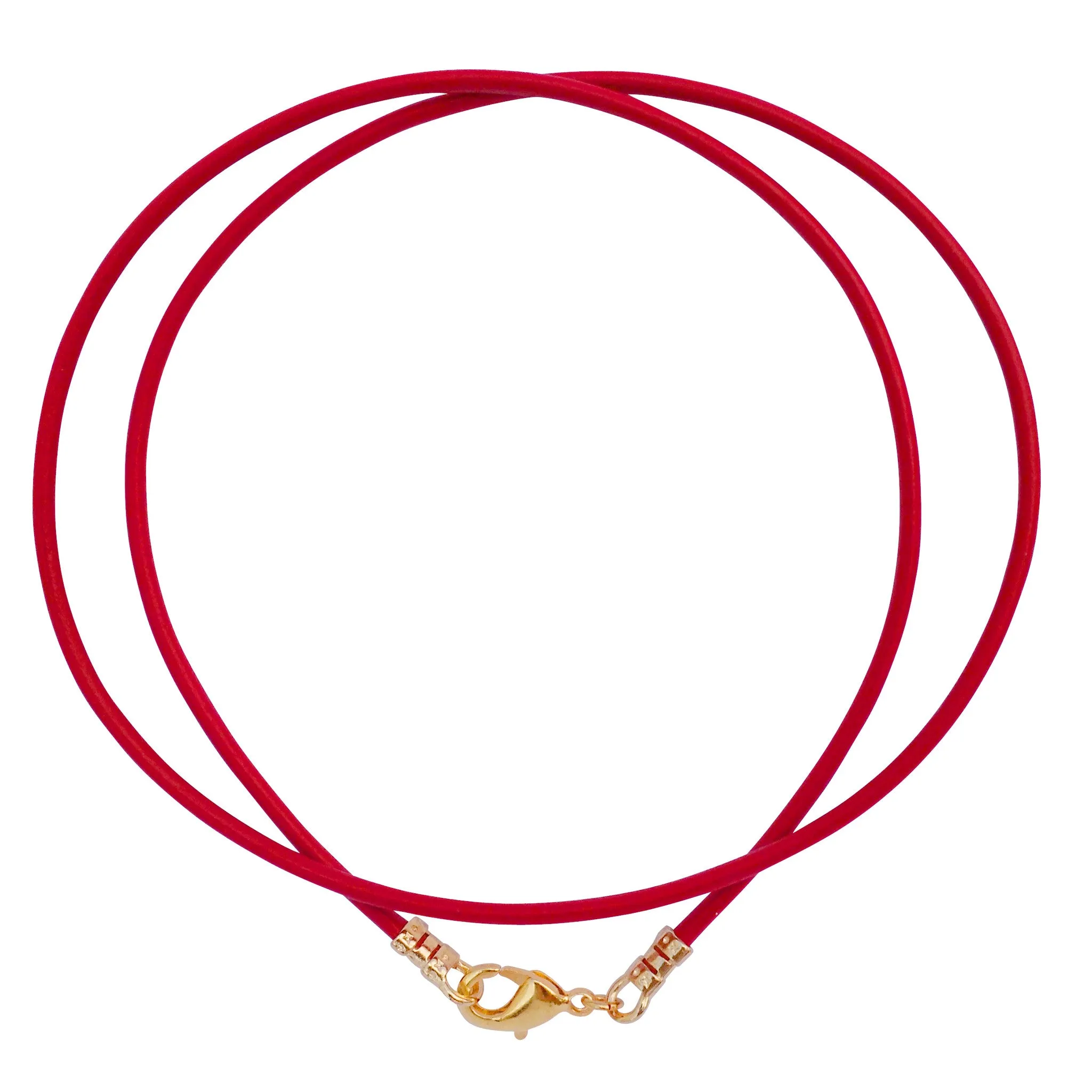 Gold Plated 1.8mm Fine Red Leather Cord Necklace