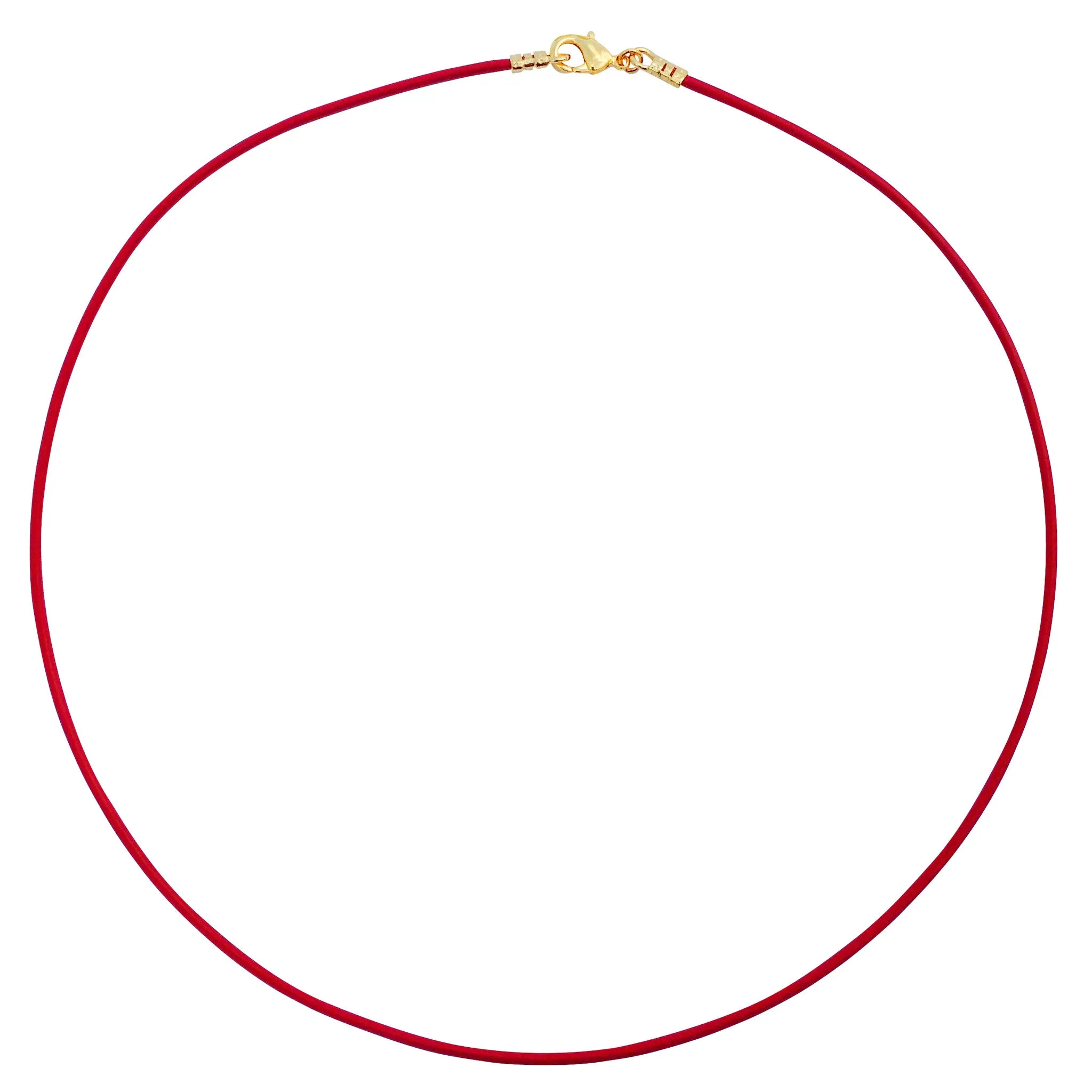 Gold Plated 1.8mm Fine Red Leather Cord Necklace