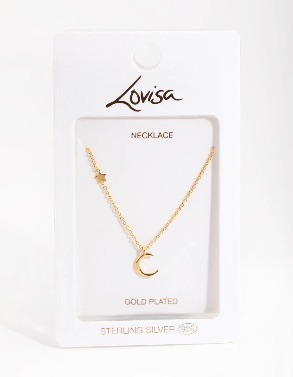 Gold Plated Sterling Silver Asymmetrical Celestial Necklace