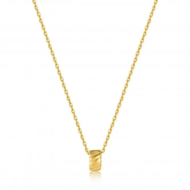 Gold Smooth Twist Pendant Necklace N038-03G