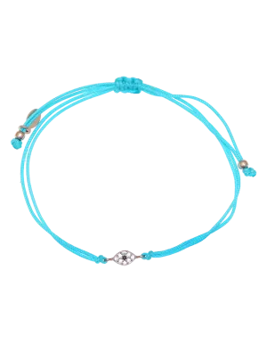 Gregio Tiny Shiny Rope Bracelet w/ Evil Eye - Teal/Rose Gold