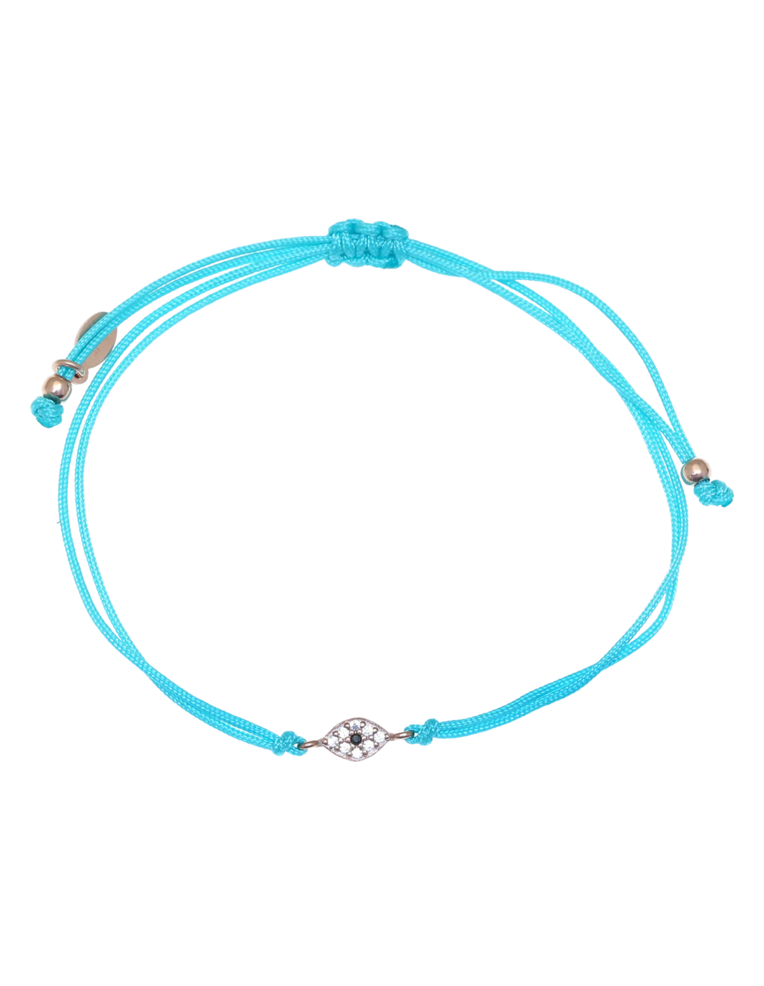 Gregio Tiny Shiny Rope Bracelet w/ Evil Eye - Teal/Rose Gold