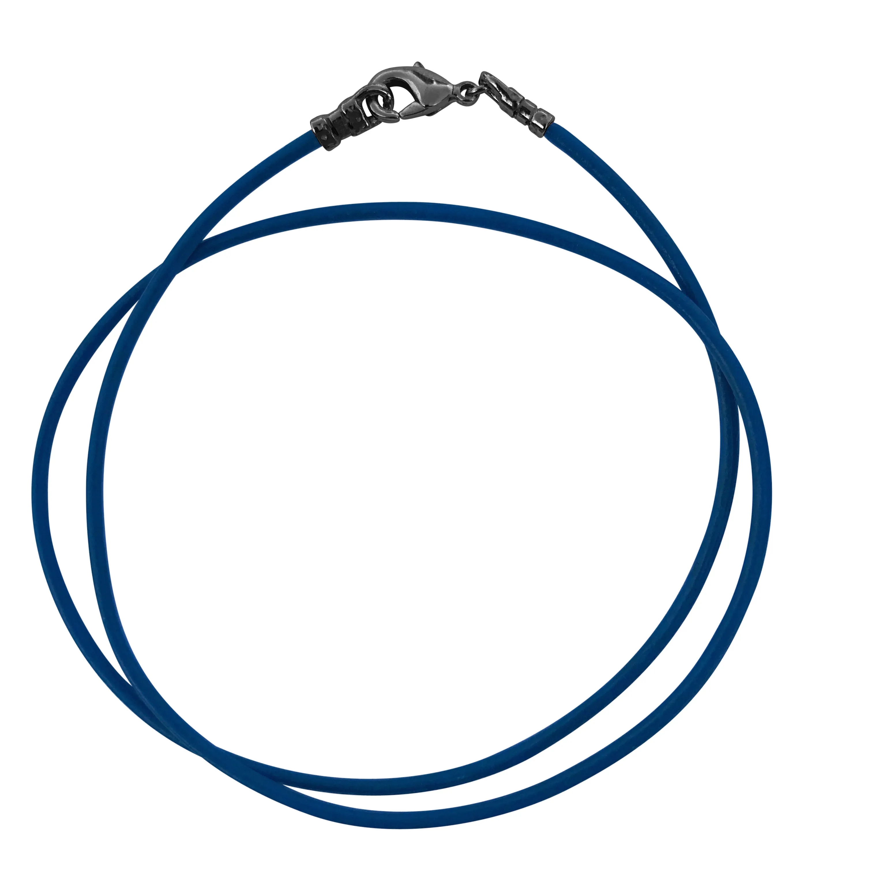 Gunmetal 1.8mm Fine Royal Blue Leather Cord Necklace