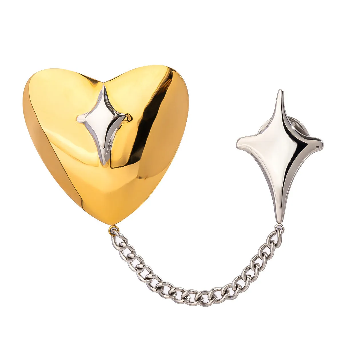 Heart Geometric Stainless Steel Electroplating Brooches