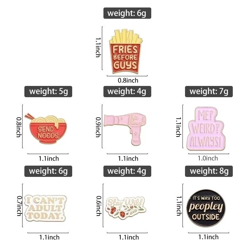 IG Style Cartoon Style Pin Geometric Letter French Fries Alloy Plating Unisex Brooches