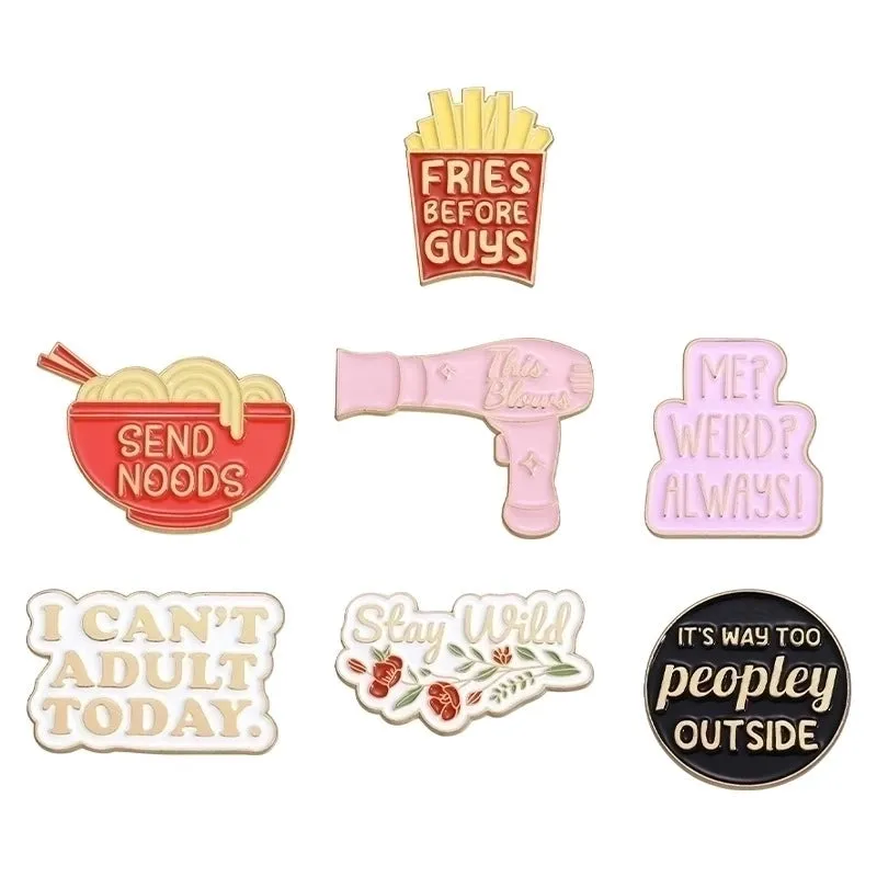 IG Style Cartoon Style Pin Geometric Letter French Fries Alloy Plating Unisex Brooches