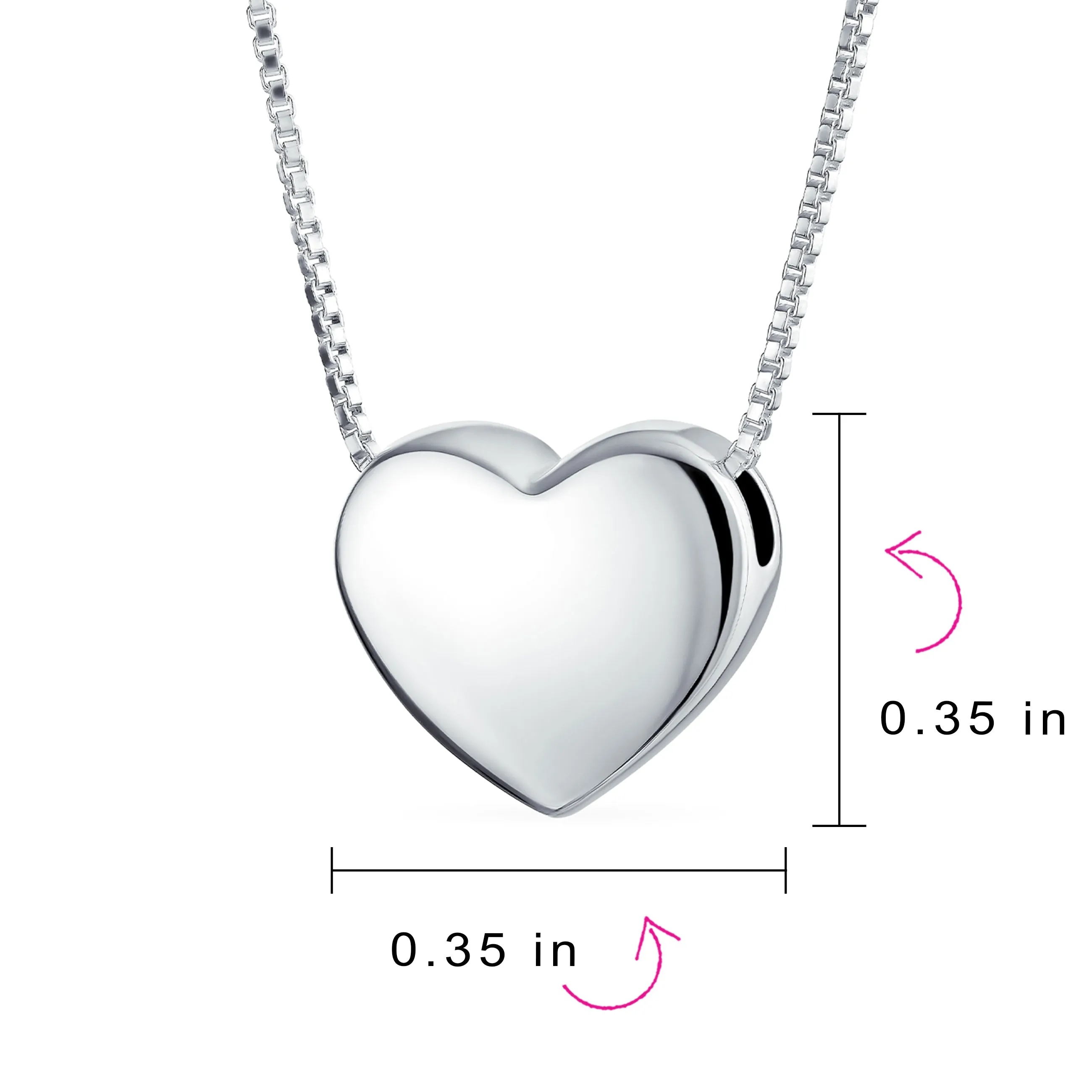 Initial A-Z Monogram Heart Necklace Slide Pendant .925Sterling Silver