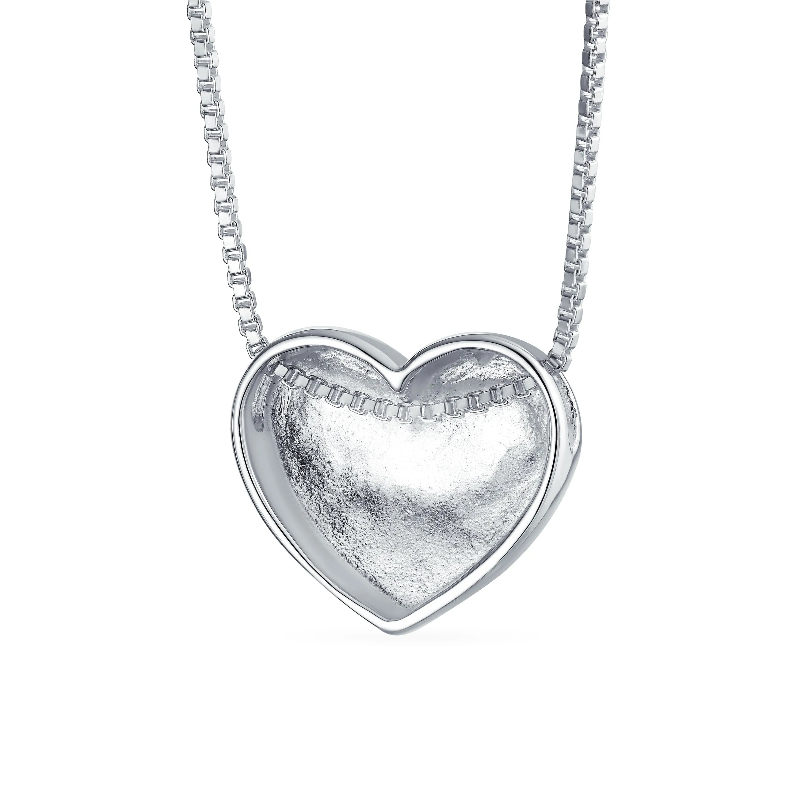 Initial A-Z Monogram Heart Necklace Slide Pendant .925Sterling Silver