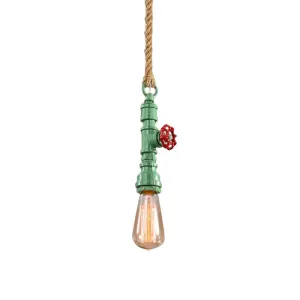 Iron Industrial Pipe Ceiling Light Fixture – Red/Blue Finish, 1-Light Stairway Lamp