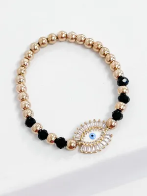 Jaelyn - Black & Gold Evil Eye Bracelet