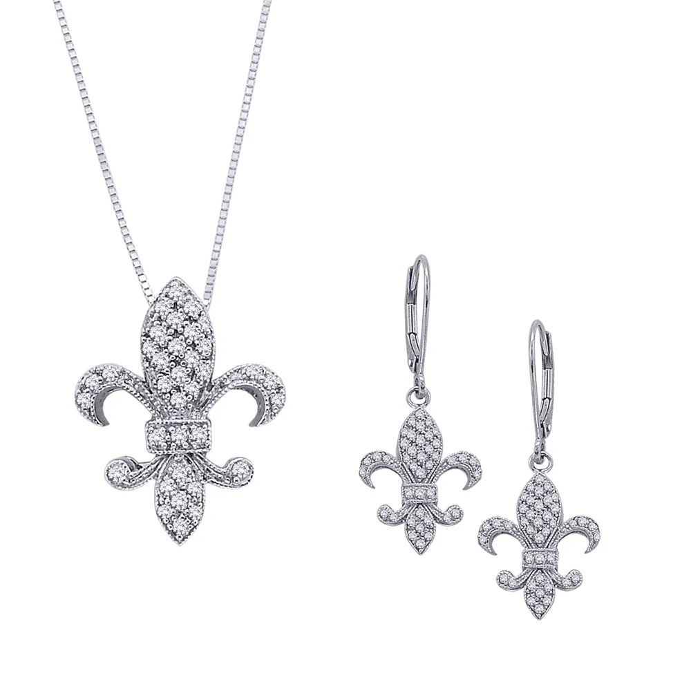 KATARINA Diamond "Fleur-De-Lis" Jewelry Set