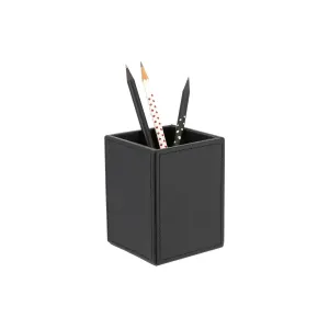 Konrad S. Pen Holder Square, PU Leather, Black