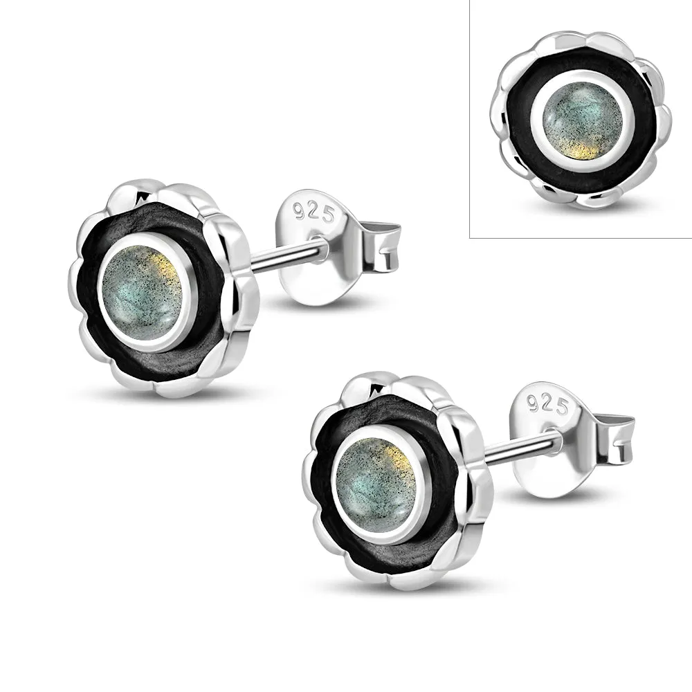 Labradorite stone Sterling Silver Stud Earrings