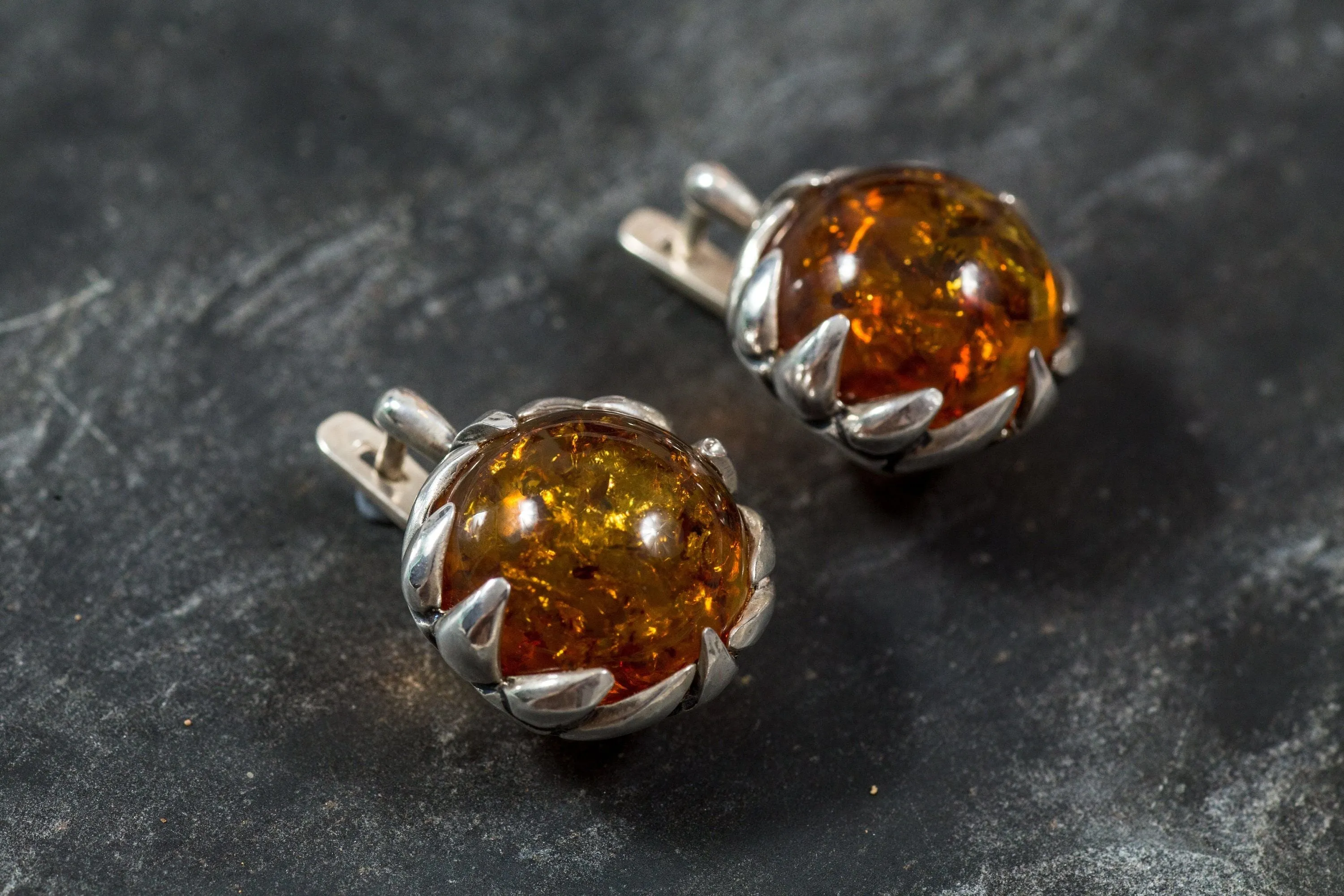 Large Amber Earrings - Yellow Drop Earrings - Round Statement Earrings