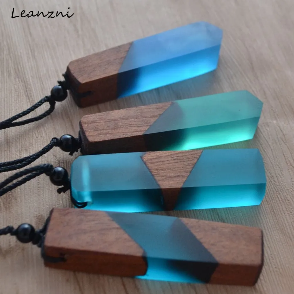 Leanzni Vintage Men&#39;Woman s Fashionable Wood Resin Necklace Pendant, Woven Rope Chain, Hot - Selling Jewelry Gifts