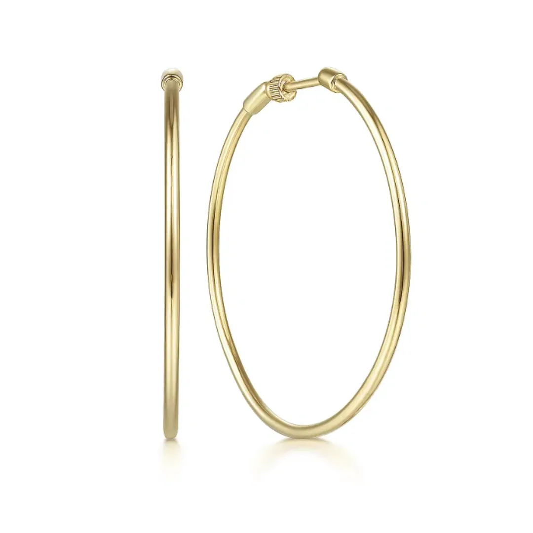 Medium Solid Gold Screwback Hoop Earrings