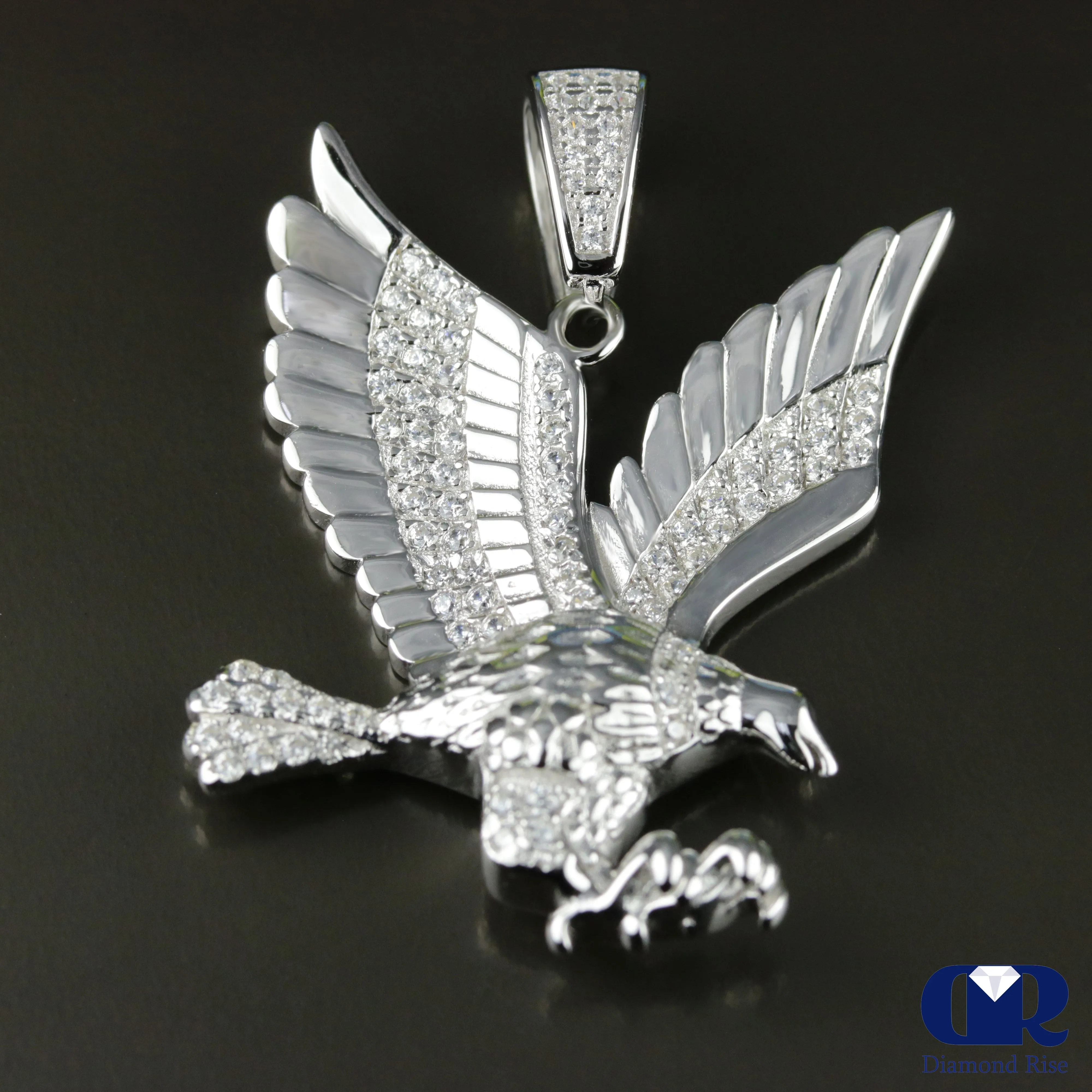 Men's Diamond Eagle Pendant In 14K White Gold