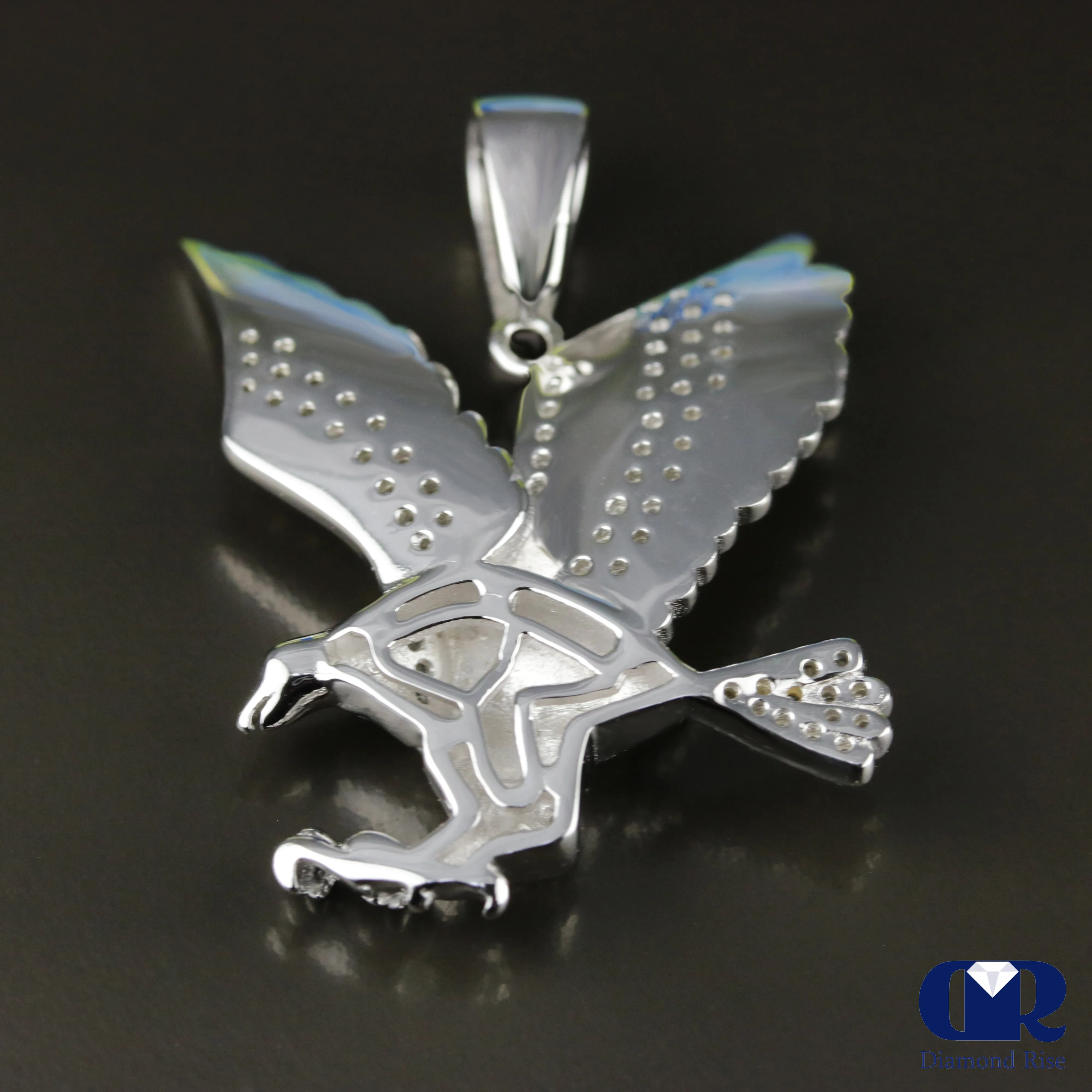 Men's Diamond Eagle Pendant In 14K White Gold