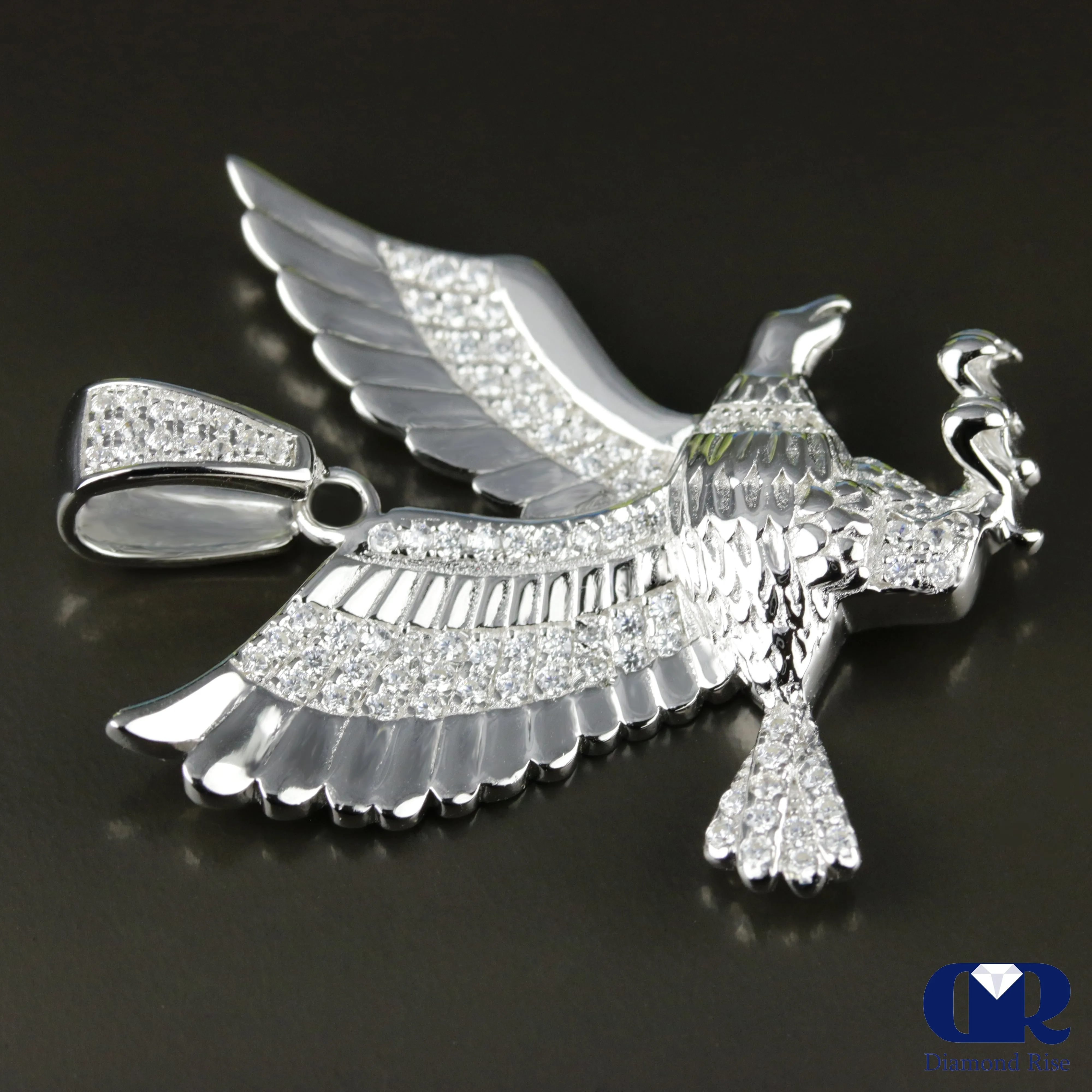 Men's Diamond Eagle Pendant In 14K White Gold