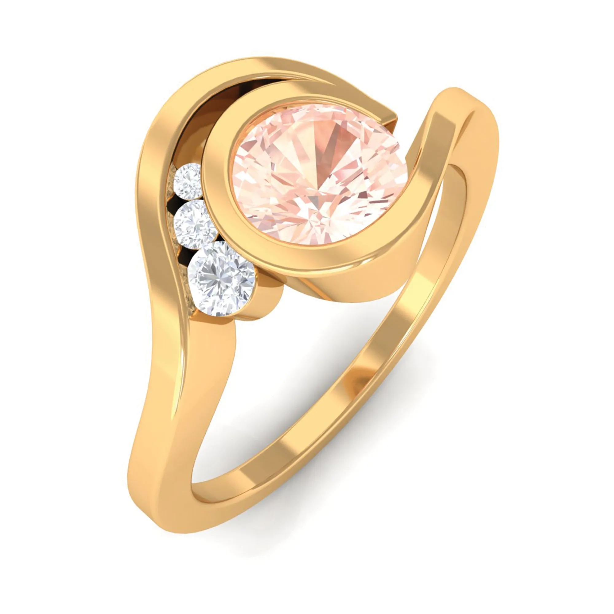 Morganite Solitaire Bypass Engagement Ring