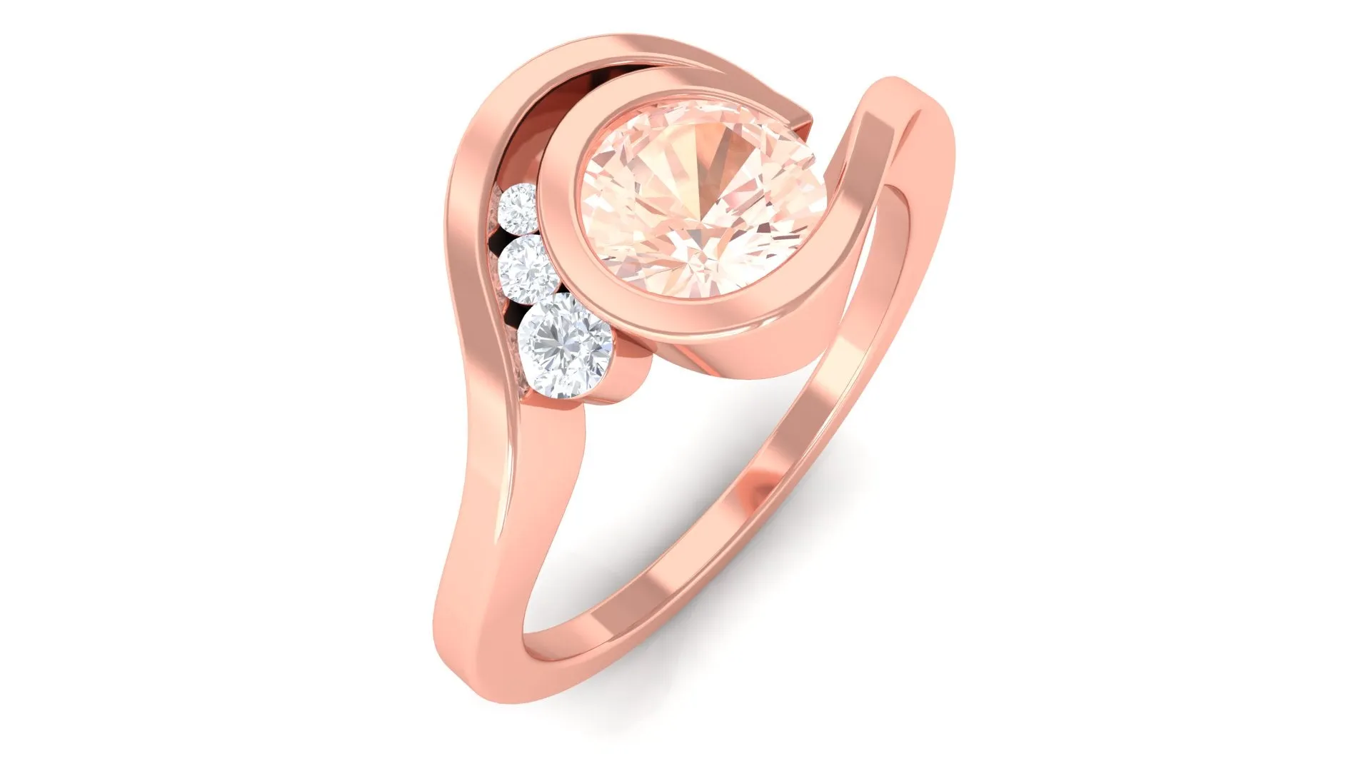 Morganite Solitaire Bypass Engagement Ring