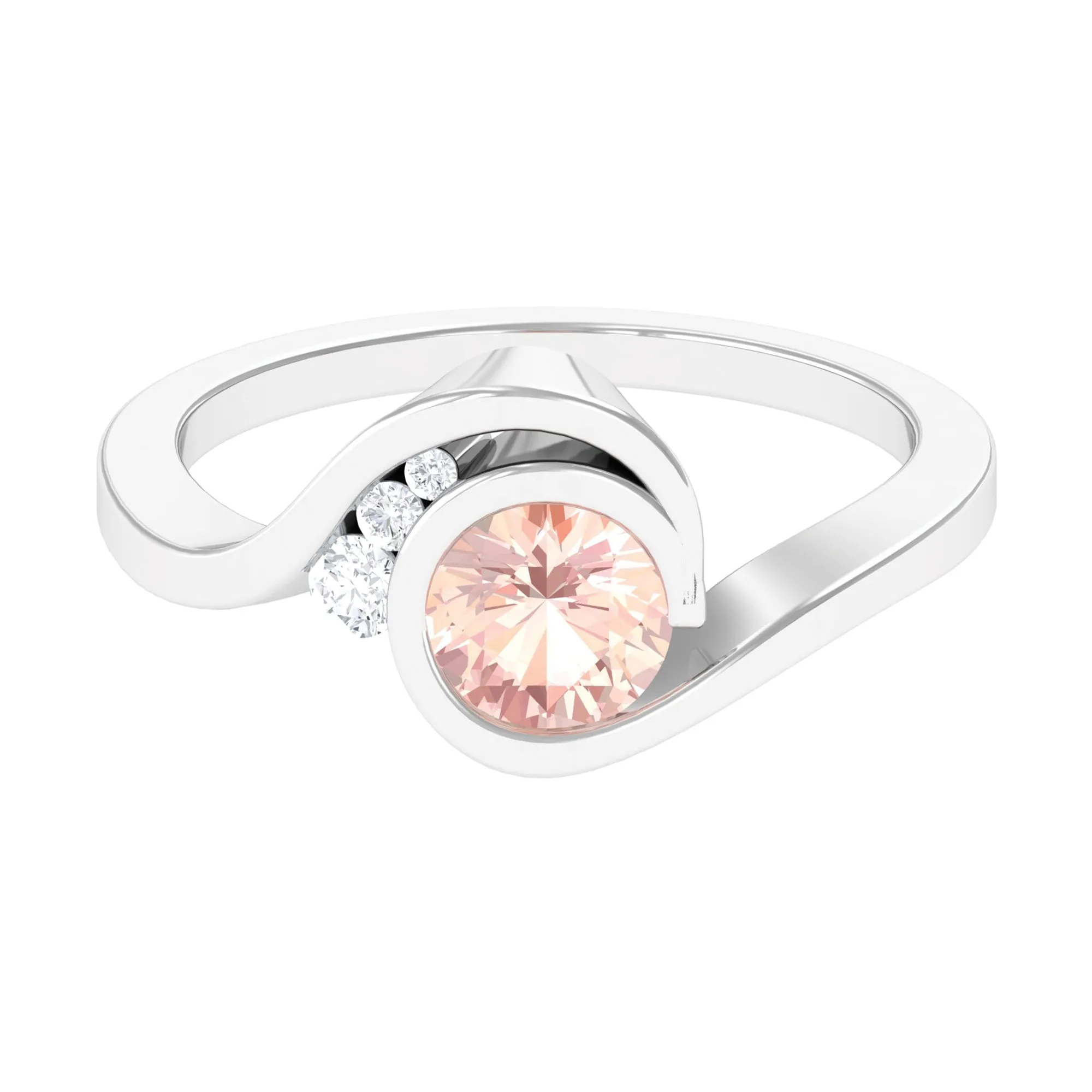 Morganite Solitaire Bypass Engagement Ring