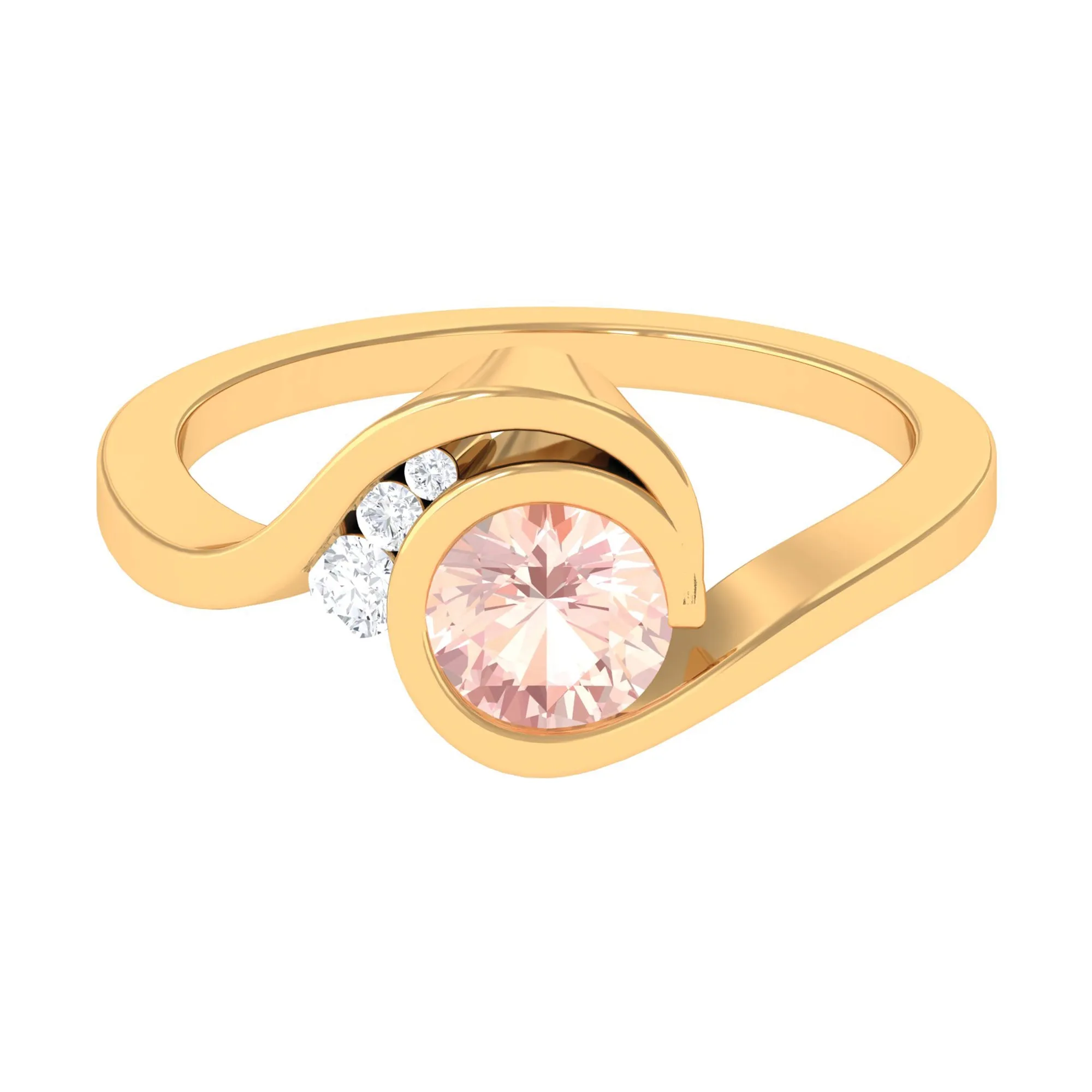 Morganite Solitaire Bypass Engagement Ring