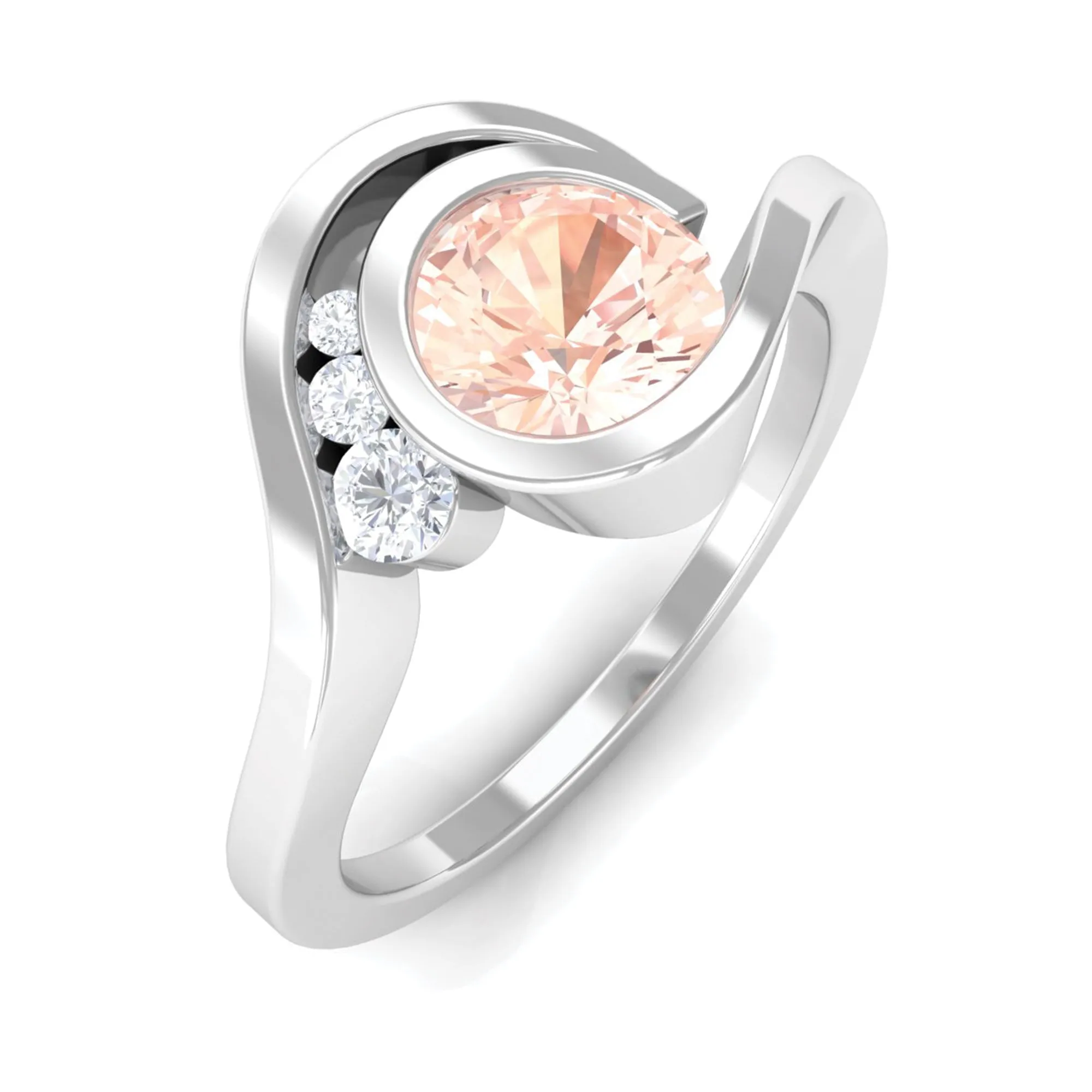 Morganite Solitaire Bypass Engagement Ring