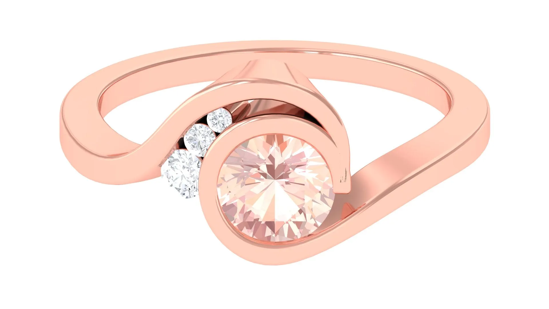 Morganite Solitaire Bypass Engagement Ring