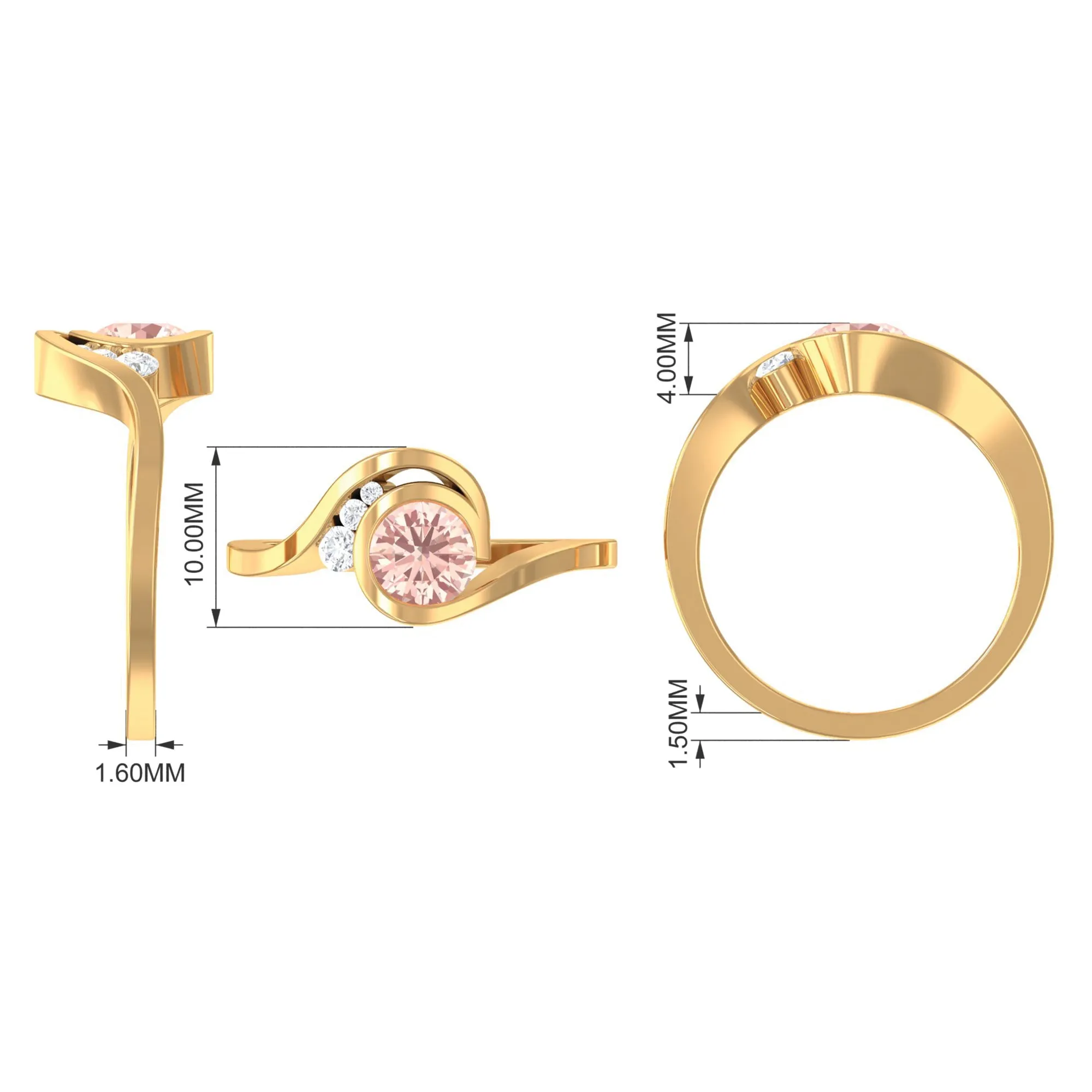 Morganite Solitaire Bypass Engagement Ring