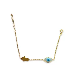 Mother of Pearl Evil Eye Hamsa Bracelet