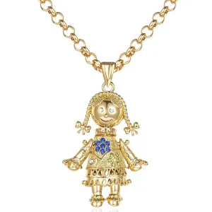 New Gold & Rag Doll Pendant 5.5mm Gold Smooth Belcher Chain