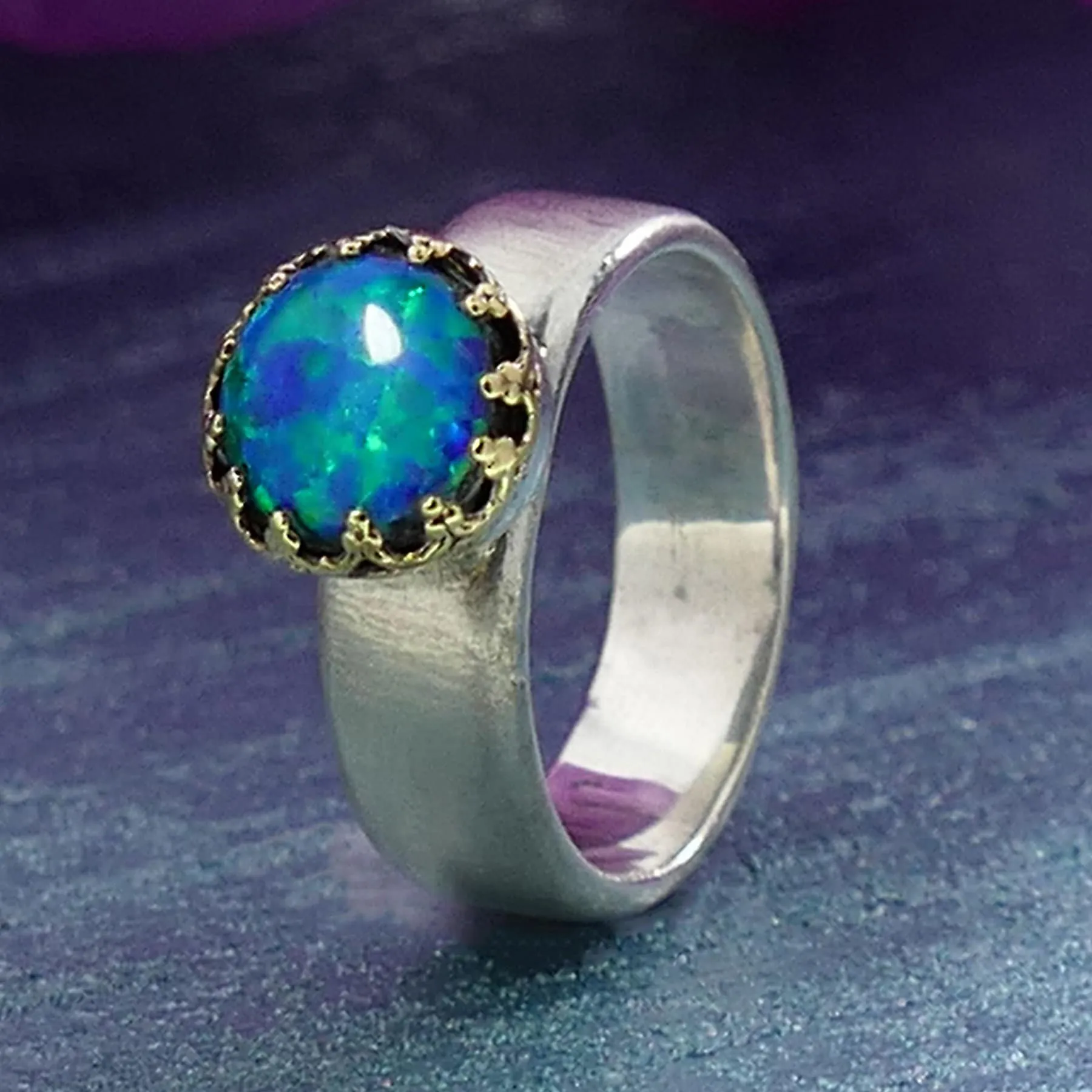 Opal Sparkle: Unique Two-Tone Statement Ring