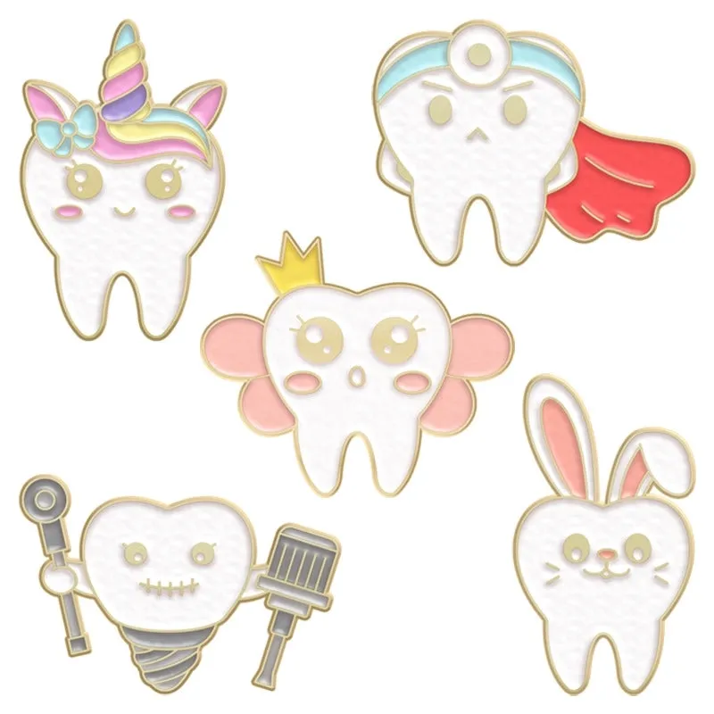 Organ Cool Tooth Shape Metal Fun Badge Sweater Scarf Exquisite Decorative Pin Cartoon Corsage Accessories