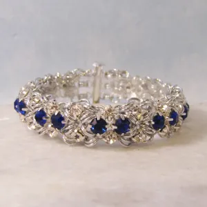 Pair of Queens Rhinestone Bracelet Kit with Video Tutorial - Silver, Crystal & Sapphire