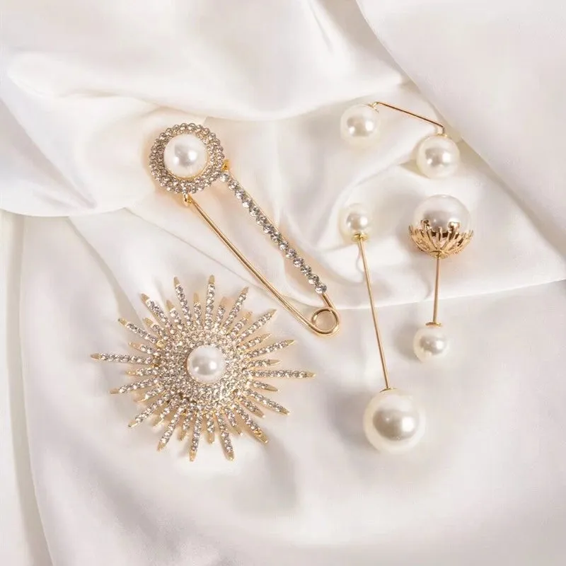 Pants Tight Pants Skirt Waist Artifact Tight Waist Pin Anti-running Light Brooch High-end Corsage Pin Jewelry Pearl Brooch Buckle