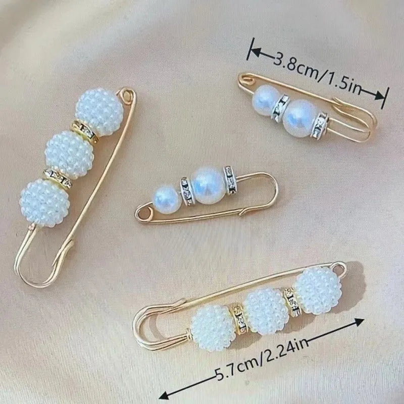 Pants Tight Pants Skirt Waist Artifact Tight Waist Pin Anti-running Light Brooch High-end Corsage Pin Jewelry Pearl Brooch Buckle