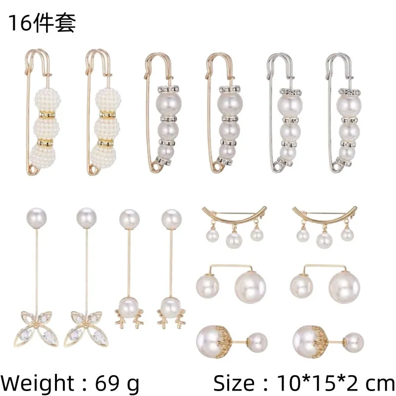 Pants Tight Pants Skirt Waist Artifact Tight Waist Pin Anti-running Light Brooch High-end Corsage Pin Jewelry Pearl Brooch Buckle