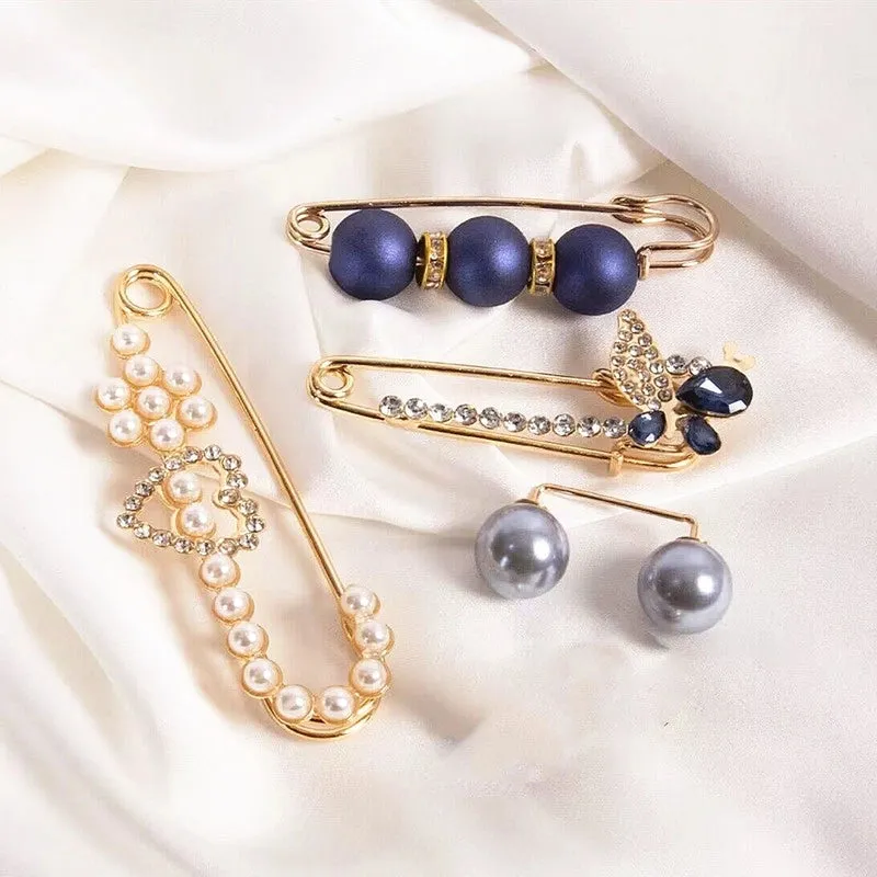 Pants Tight Pants Skirt Waist Artifact Tight Waist Pin Anti-running Light Brooch High-end Corsage Pin Jewelry Pearl Brooch Buckle