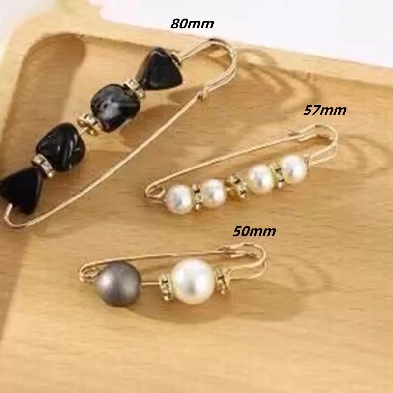 Pants Tight Pants Skirt Waist Artifact Tight Waist Pin Anti-running Light Brooch High-end Corsage Pin Jewelry Pearl Brooch Buckle