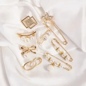 Pants Tight Pants Skirt Waist Artifact Tight Waist Pin Anti-running Light Brooch High-end Corsage Pin Jewelry Pearl Brooch Buckle