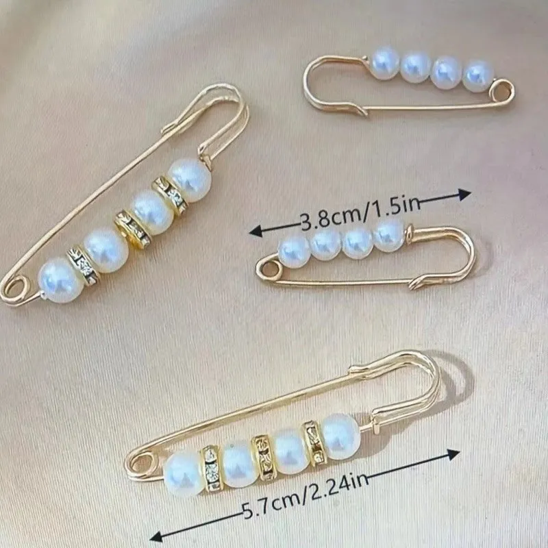 Pants Tight Pants Skirt Waist Artifact Tight Waist Pin Anti-running Light Brooch High-end Corsage Pin Jewelry Pearl Brooch Buckle